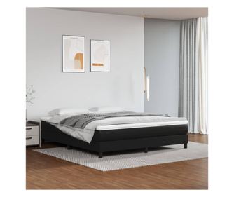 Πλαίσιο κρεβατιού box spring, μαύρο, 180x200 εκ., οικολογικό δέρμα