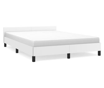 Рамка за легло с табла, бяла, 140x200 см, изкуствена кожа