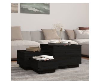 Úložné boxy s víky 3 ks černé z masivního borového dřeva