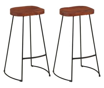 Barski stolček Gavin 2 kosa 50x40x78 cm trden mangov les