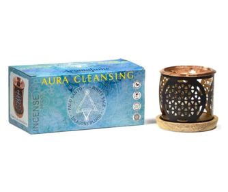 Set Suport Difuzor metalic Aura Cleansing si 12 carbuni aromati