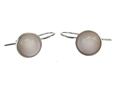 Cercei argint clasici cu cuart roz natural 8 MM