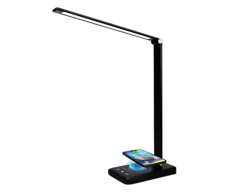 Lampa birou cu LED Quasar & Co.®, incarcare wireless telefon Andoid si IOS, touch control, reglare intensitate lumina rece/calda