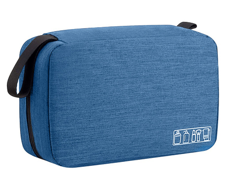 Козметична чанта, несесер за пътуване Quasar & Co., текстил, водоустойчив, 22 x 13,5 x 7 см, Светло синьо