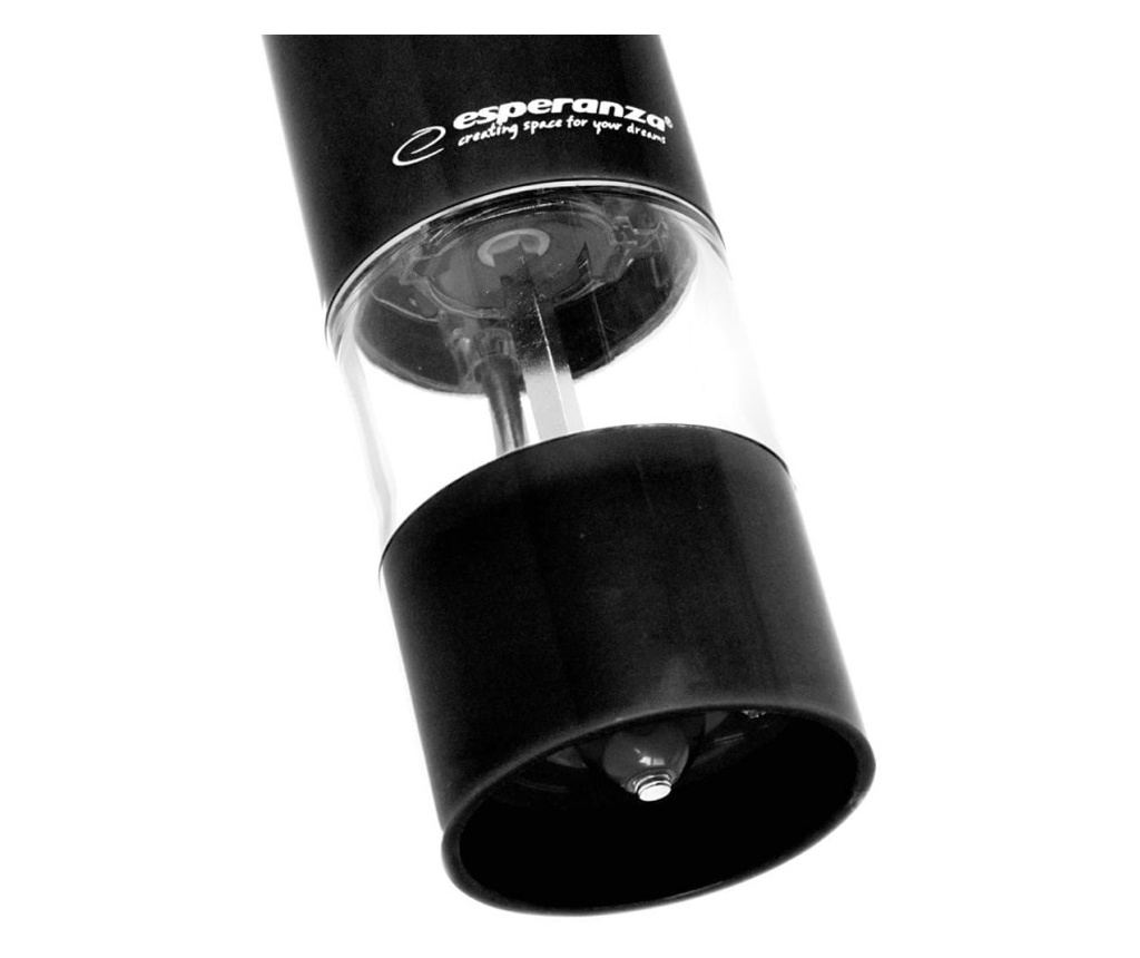 Moara electrica de sare si piper Esperanza Malabar EKP001K, LED, Lucrul cu 1 buton, Negru - 2
