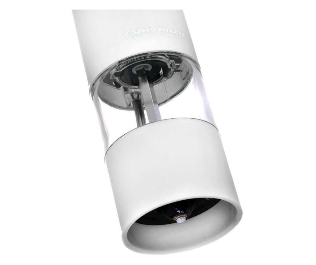 Rasnita electrica de sare si piper Esperanza Malabar EKP001W, LED, functionare cu 1 buton, alb - 2