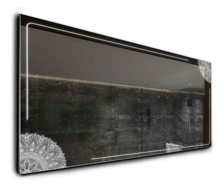 Oglinda LED, orizontala, 50x60 cm, Reflect Good Vibes Model 7, cu lumina LED neutra pentru baie sau dormitor, oglinda ornamental