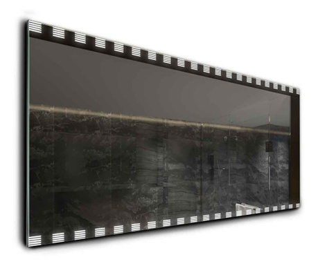 Oglinda LED, orizontala, 200x60 cm, Reflect Edge Model 6, cu lumina LED neutra pentru baie sau dormitor, oglinda ornamentala cu