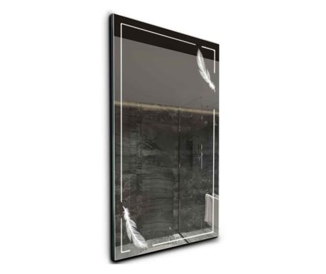 Oglinda LED, verticala, 100x120 cm, Reflect Good Vibes Model 2, cu lumina LED neutra pentru baie sau dormitor, oglinda ornamenta