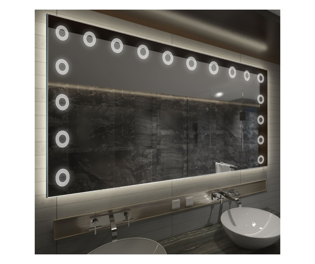Oglinda LED, orizontala, 120x90 cm, Reflect Minimal Model 4, cu lumina LED neutra pentru baie sau dormitor, oglinda ornamentala