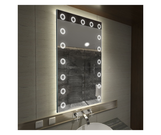 Oglinda LED, verticala, 100x150 cm, Reflect Minimal Model 4, cu lumina LED neutra pentru baie sau dormitor, oglinda ornamentala