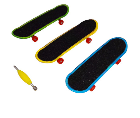 Комплект мини скейтборд IdeallStore®, Fingerboard Light, LED, 9.5 см, многоцветен