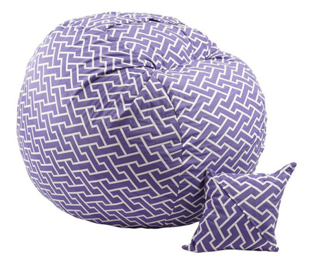 Комплект ot 2 броя Pufrelax барбарон и декоративна възглавница 600л. King Size Zippity Purple, Перящ се калъф, Пълнеж с микс от