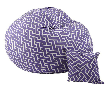 Комплект от 2 броя Pufrelax барбарон и декоративна възглавница 450л. Matusalem Zippity Purple, Перящ се калъф, Подходящ за деца,