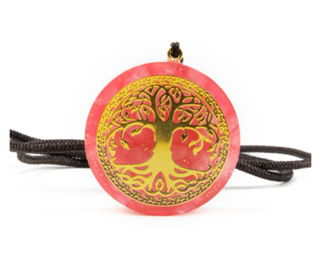 Pandantiv Orgonic AGNI”, Ezera, din Cristal Roz cu simbol Copacul Vietii, 3.6cm