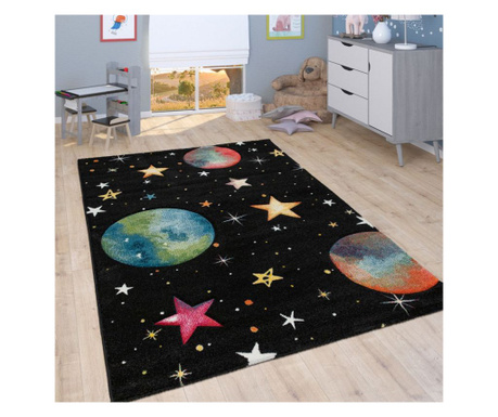 играчка килим детска стая планета звезда черна, модел 20393, 200x290см