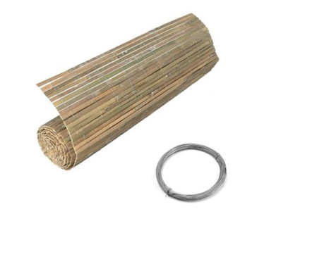 Естествена бамбукова ограда / екран, 5x1.5 m + поцинкована тел подарък