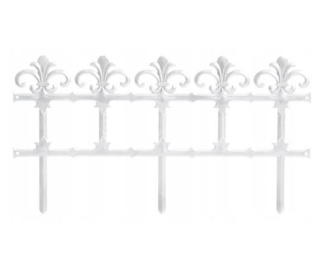 Gard de gradina decorativ, din plastic, alb, set 6 buc, 3.72 m x 34 cm