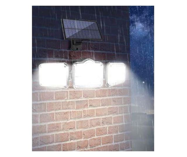 Lampa solara de perete, LED, cu senzor de miscare, 3 moduri iluminare, 1.8 W, 6000 lm, IP67, 28x9 cm, Izoxis 