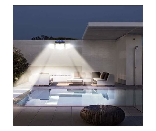 Lampa solara de perete, LED, cu senzor de miscare, 3 moduri iluminare, 1.8 W, 6000 lm, IP67, 28x9 cm, Izoxis 