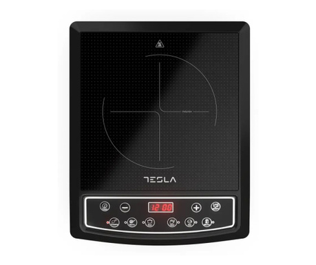 Индукционен котлон Tesla IC200B, 1500W, Керамика, Дигитален дисплей, 8 нива на мощност, 6 програми, Таймер, Черен