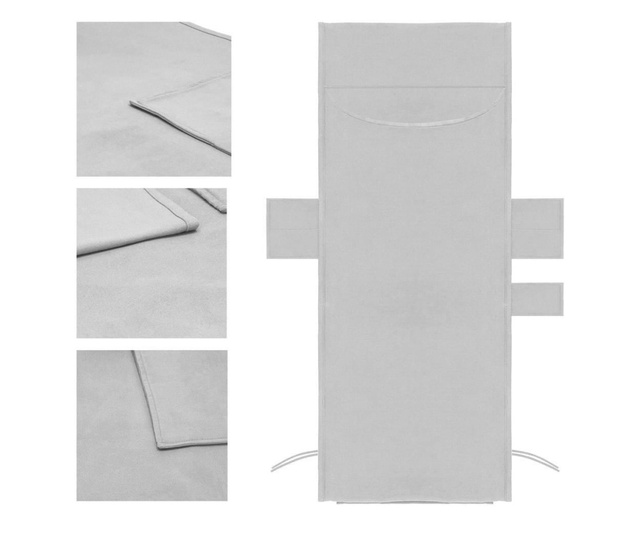 Prosop pentru sezlong, cu 3 buzunare, microfibra, gri, 210x75 cm, Springos