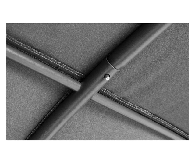 Sezlong pentru gradina, tip leagan, metalic, cu parasolar, gri, 76x178x183 cm, Malatec