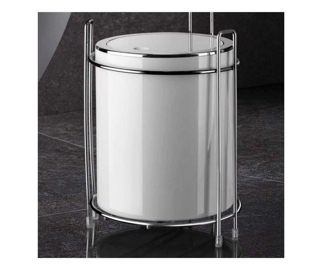 Suport WC cu cos Metalife AKB-755B, Pentru cos, hartie si telefon, Crom/alb - 4