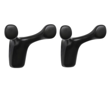Комплект от 2 самозалепващи се стенни кукички за ключове, Kwmobile, черни, метални, 55887.01