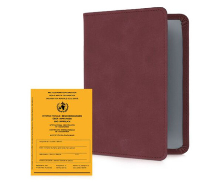 Husa pentru certificatul international de vaccinare si pasaport, Kwmobile, Rosu, Piele ecologica, 55402.114