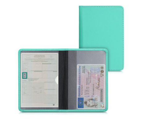 Капак за документи на автомобил, Kwmobile, Зелен, Екологична кожа, 50103.71
