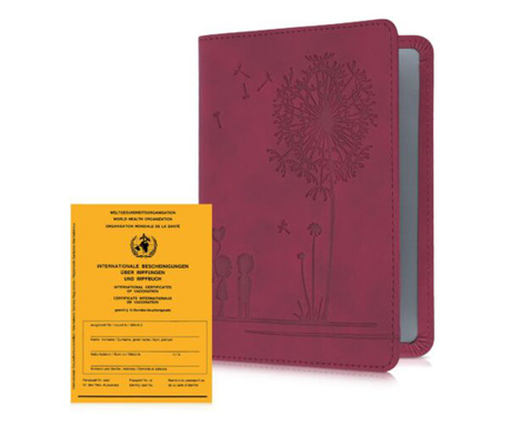 Капак за международен сертификат за ваксинация и паспорт, Kwmobile, Червен, Екологична кожа, 55399.09