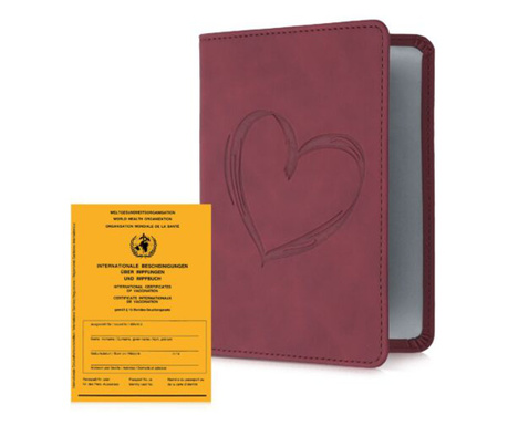 Международен ваксинационен сертификат и паспортно покритие, Kwmobile, Red, Eco-leather, 55399.03