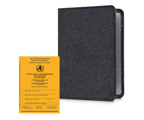 Капак за международен сертификат за ваксинация и паспорт, Kwmobile, Черен, Екологична кожа, 55403.10