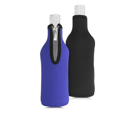 Комплект от 2 термокапака за бутилки, 330 ml, неопрен, син/черен, 54533.02
