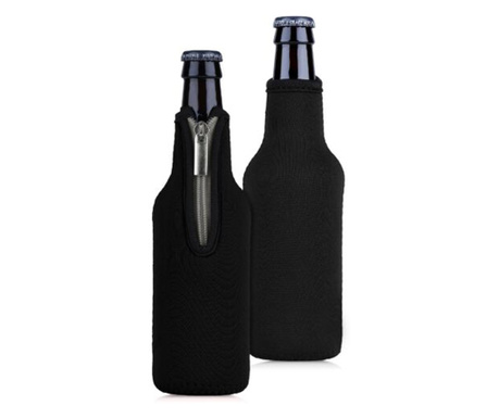 2 db hővédő készlet 330 ml-es palackokhoz, Kwmobile, fekete, neoprén, 54533.03