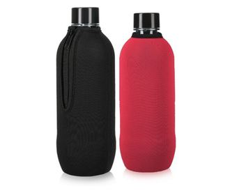 Комплект от 2 хладилни якета за бутилки SodaStream, Kwmobile, черно/червено, неопрен, 58832.01