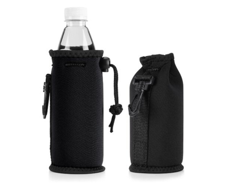 2 db Cooler Jacket fedő készlet 500 ml-es palackokhoz, Kwmobile, fekete, neoprén, 55885.02