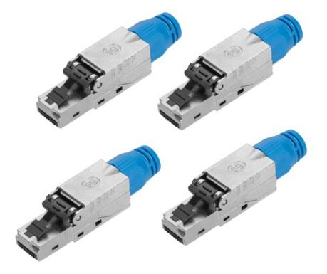 Комплект от 4 конектора CAT8 RJ-45 за екраниране на Ethernet CAT8 кабели, Kwmobile, многоцветен, метал, 52519.04