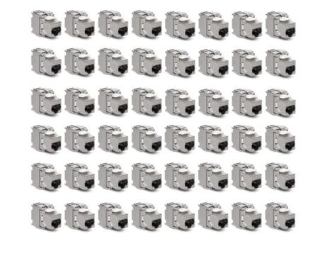 Комплект 48 10 Gbit CAT6A конектор за RJ45 Ethernet кабели, Kwmobile, сребрист, метал, 45358.48