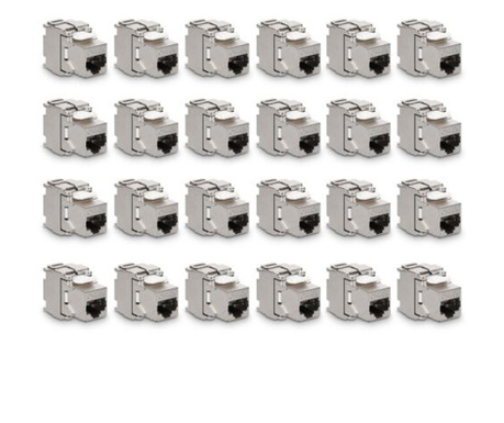 Set 24 Mufe CAT6A de 10 Gbit pentru cabluri Ethernet RJ45, Kwmobile, Argintiu, Metal, 45358.24