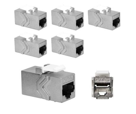12 dugóból álló készlet RJ45 és Cat 6A Ethernet kábelekhez, Kwmobile, Ezüst, Fém, 52348.01.06