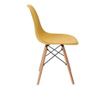 Skandináv stílusú szék, műanyag, fém, fa, mustár, 46x52x81 cm, Eva