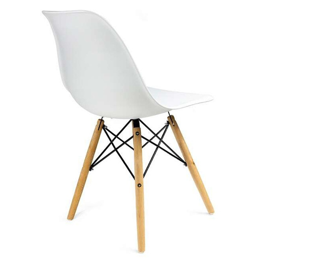 Skandináv stílusú székek, műanyag, fém, fa, fehér, 4-es készlet, 46x52x81 cm, Eva