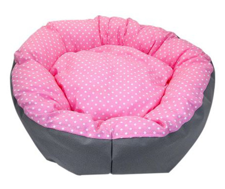 Culcus pentru caine/pisica, model buline, roz, 49 cm 