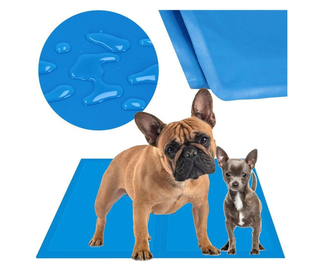 Постелка с охлаждащ ефект за куче/котка, водоустойчива, синя, размер XL, 65x50 см, Springos