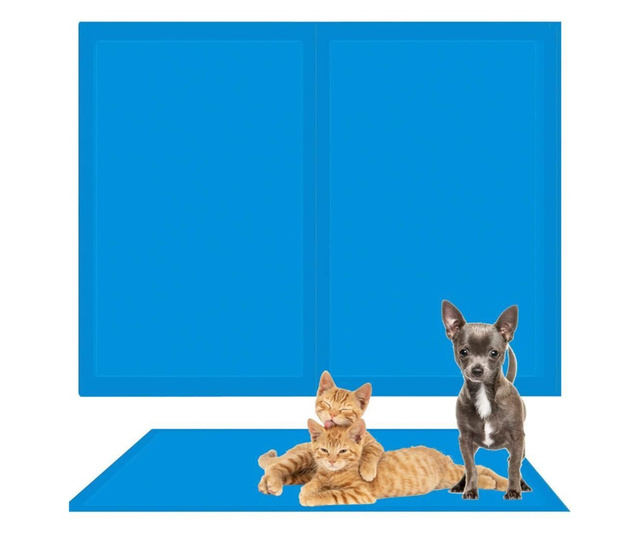 Постелка с охлаждащ ефект за куче/котка, водоустойчива, синя, размер XL, 65x50 см, Springos