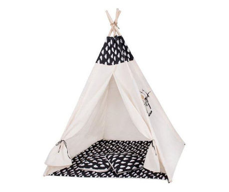 Детска палатка за игра, индийски стил, черна с облаци, 120x100x160 см, Springos