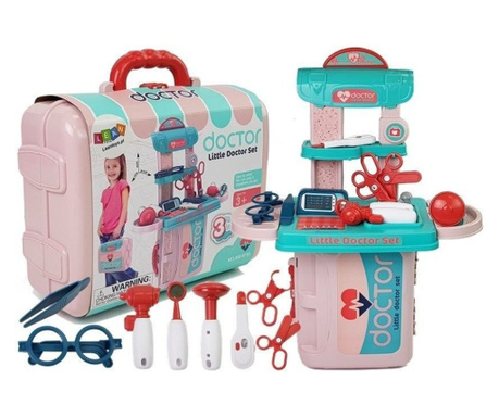 Лекарски комплект с аксесоари, детски, в розово куфарче MCT 7376