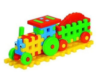 Детски конструктори, Трактор с многоцветно ремарке, Размери 38 x 10,5 x 14,5 см, MercatonToys